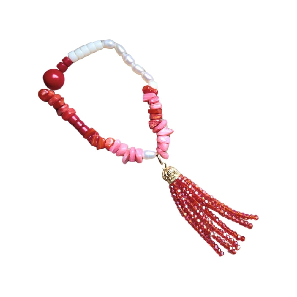 Scarlett Coral Bliss Tassel Bracelet by IMEL Studio