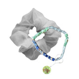 Hypnotic Forest bundle of upcycled scrunchie and natural stone bracelet